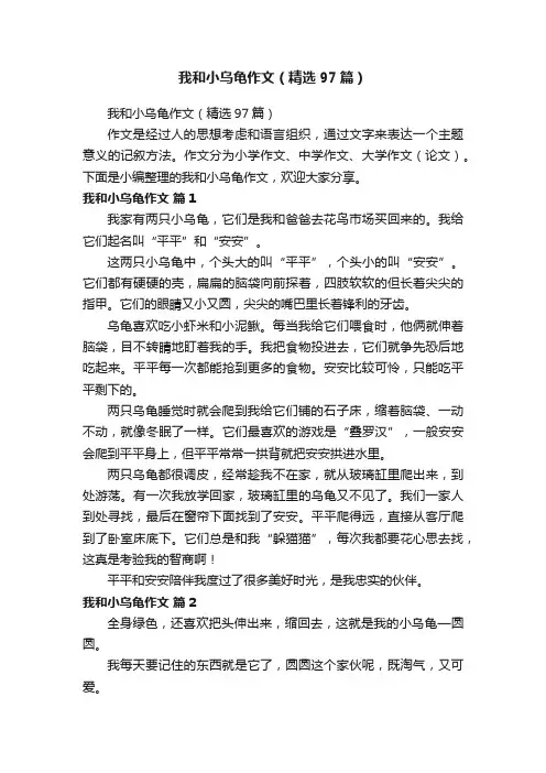我和小乌龟作文（精选97篇）