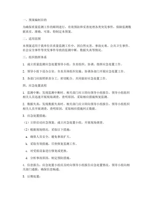 质量监测应急处置预案