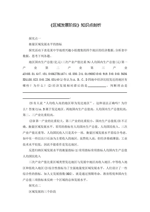 《区域发展阶段》知识点剖析
