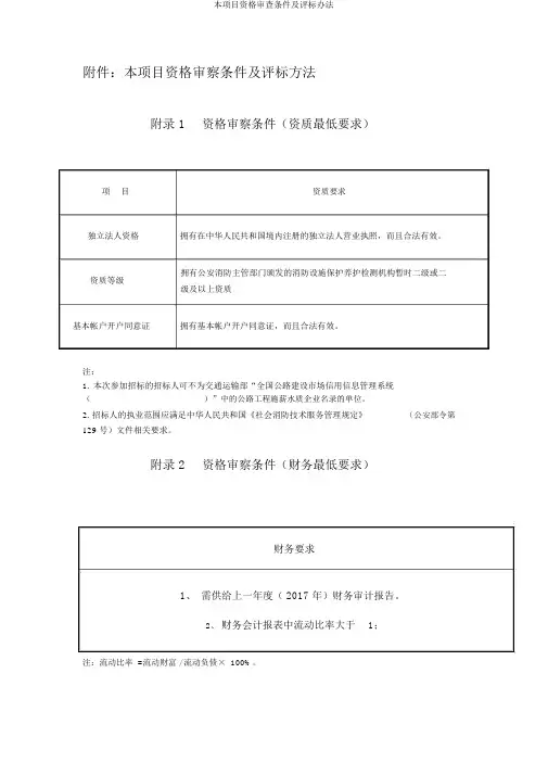 本项目资格审查条件及评标办法