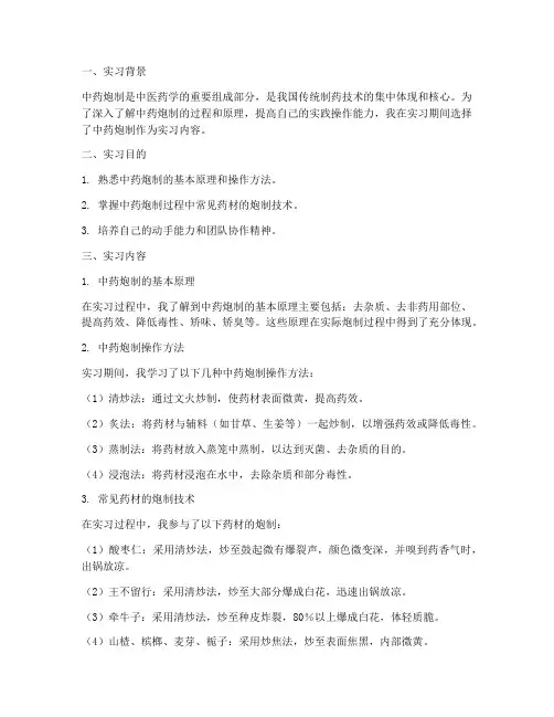 中药炮制实习报告