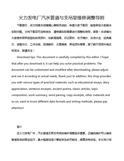 火力发电厂汽水管道与支吊架维修调整导则