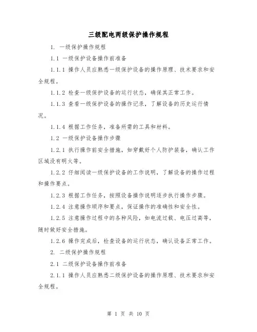 三级配电两级保护操作规程（5篇）