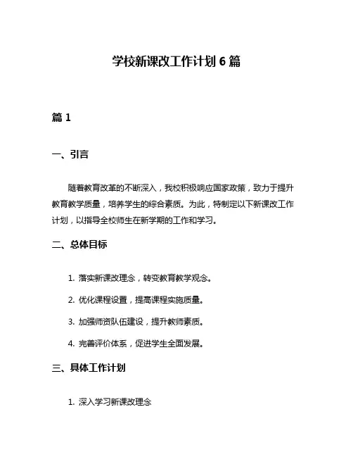 学校新课改工作计划6篇