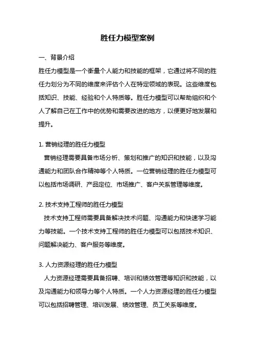 胜任力模型案例