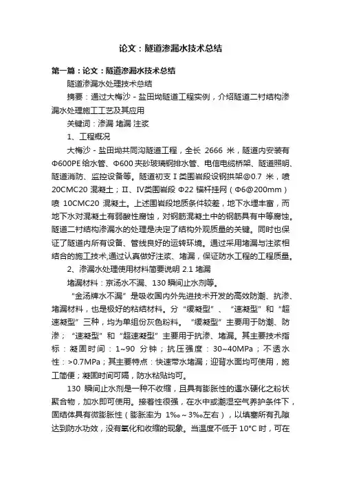 论文：隧道渗漏水技术总结