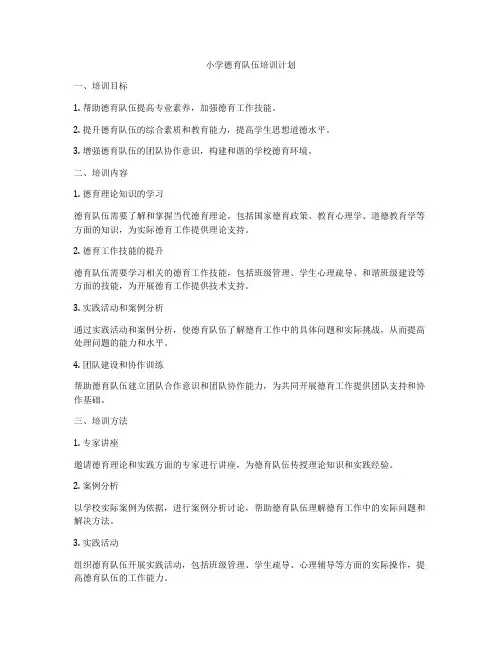 小学德育队伍培训计划