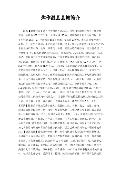 焦作温县县城简介