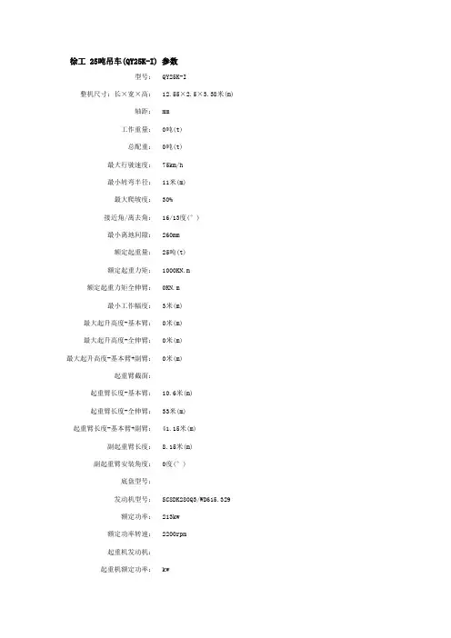 25吨吊车 参数