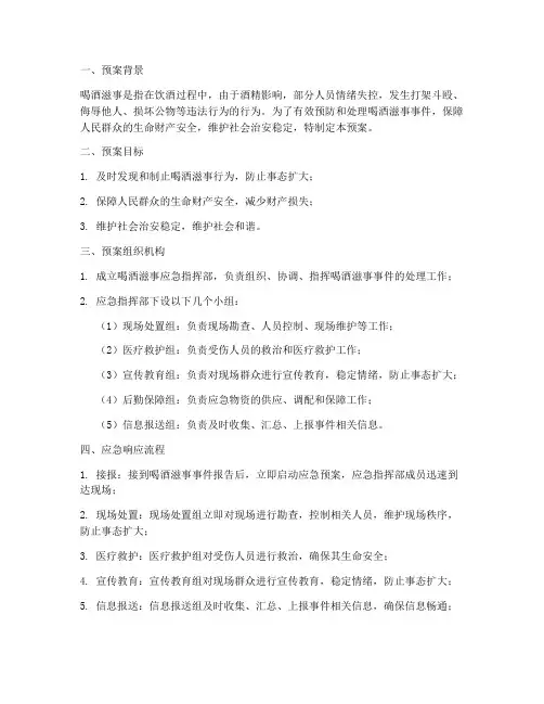 喝酒滋事应急预案
