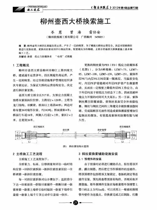 柳州壶西大桥换索施工