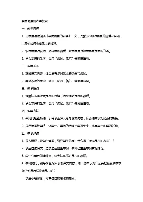 装满昆虫的衣袋教案