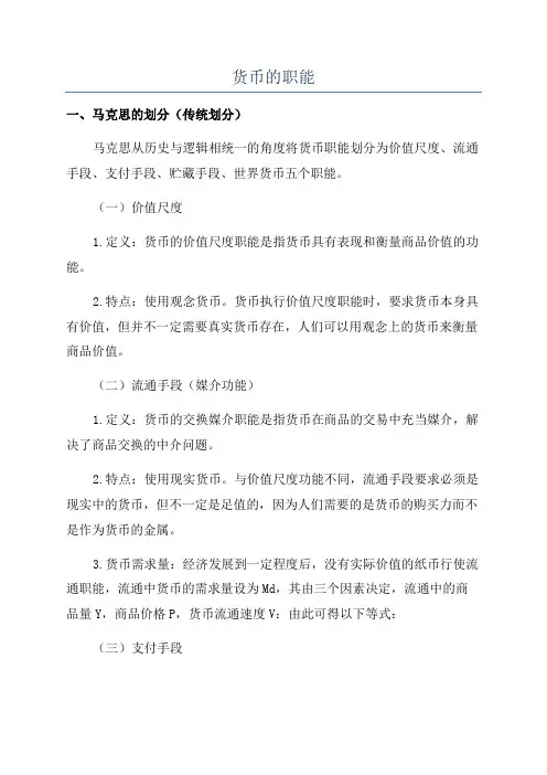 货币的职能