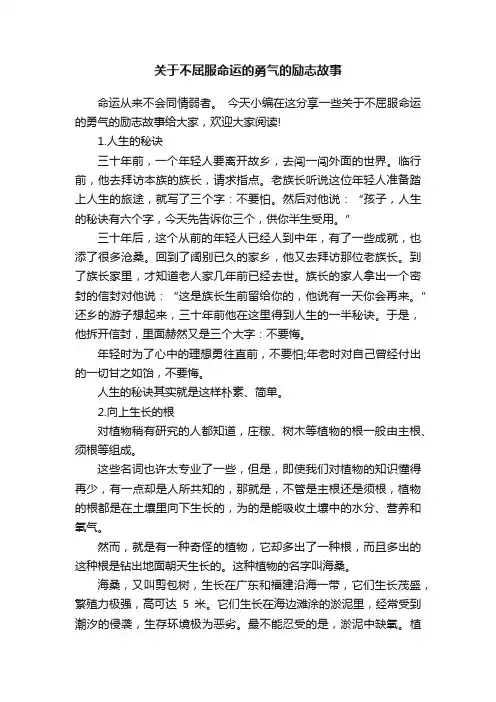 关于不屈服命运的勇气的励志故事