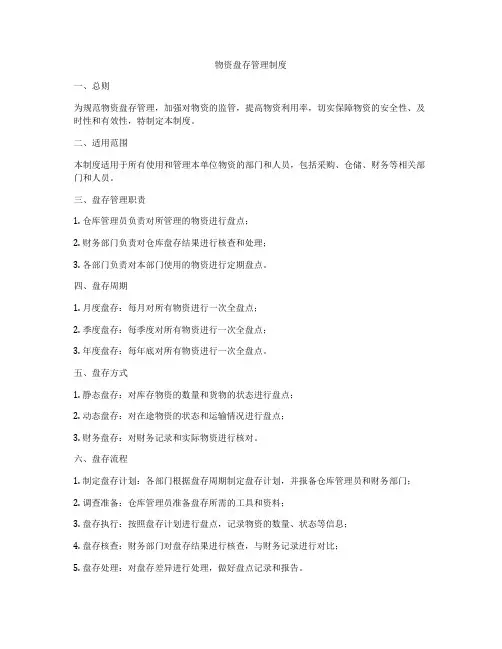 物资盘存管理制度