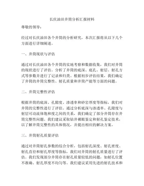 长庆油田井筒分析汇报材料