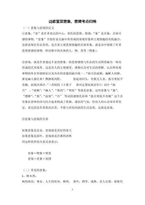 诗歌鉴赏意象、意境考点归纳