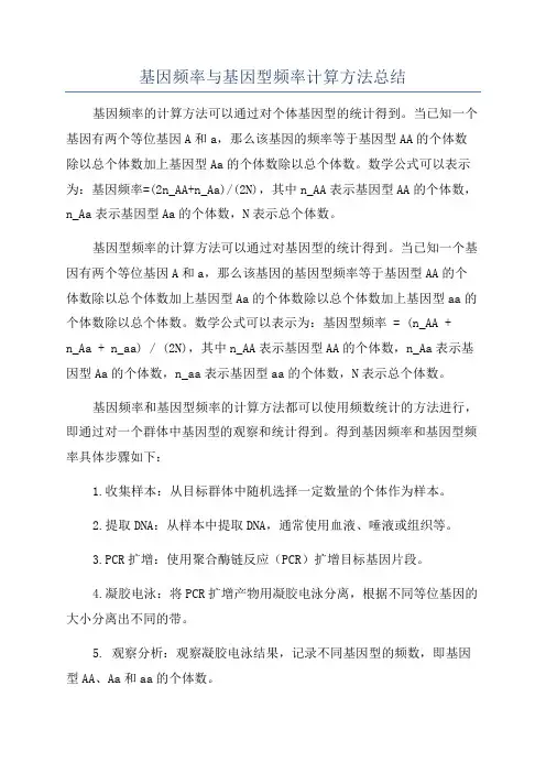 基因频率与基因型频率计算方法总结