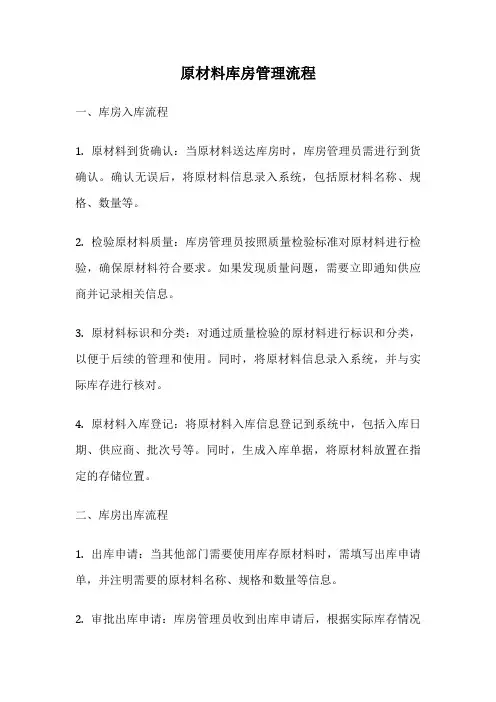 原材料库房管理流程