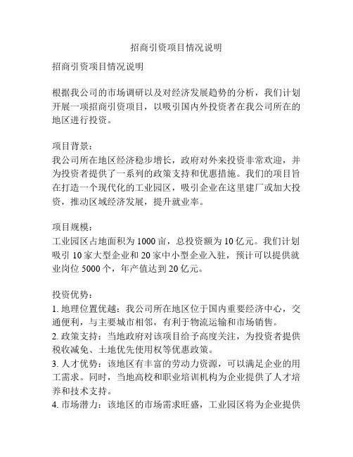 招商引资项目情况说明