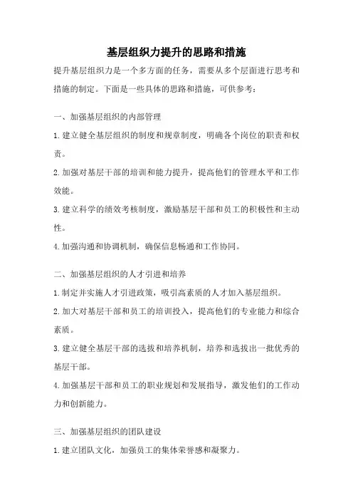 基层组织力提升的思路和措施