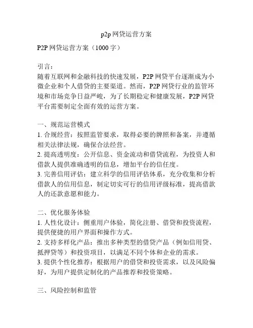 p2p网贷运营方案