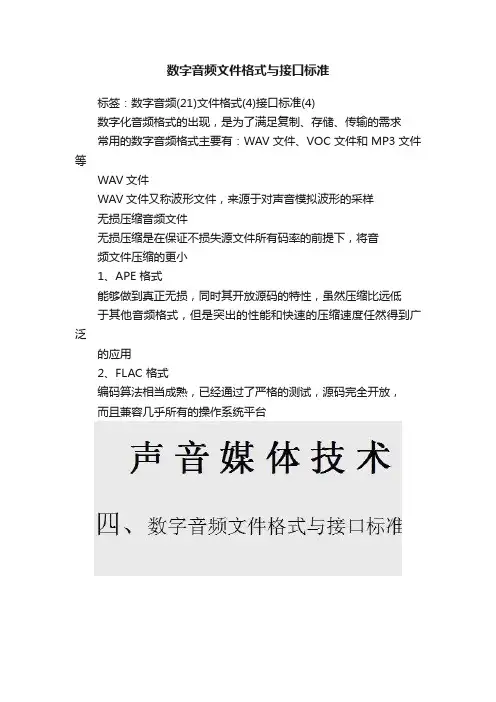 数字音频文件格式与接口标准