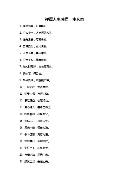 禅语人生感悟一生文案