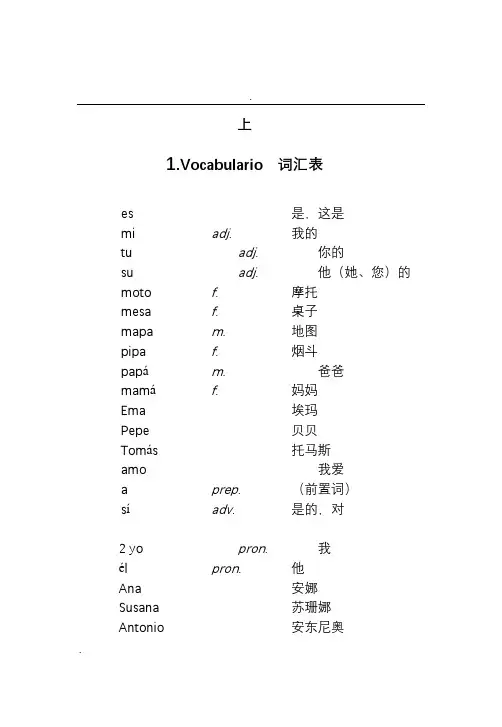 基础西班牙语词汇表