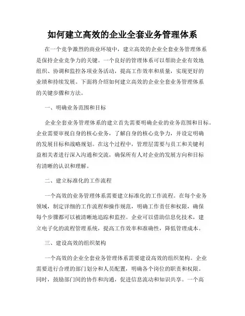 如何建立高效的企业全套业务管理体系