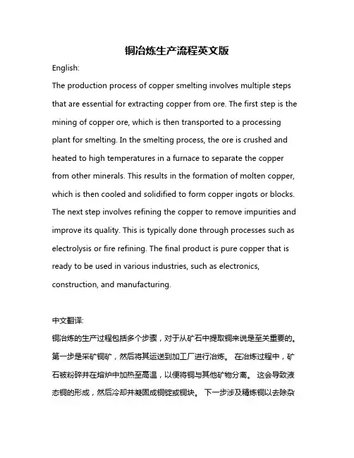 铜冶炼生产流程英文版