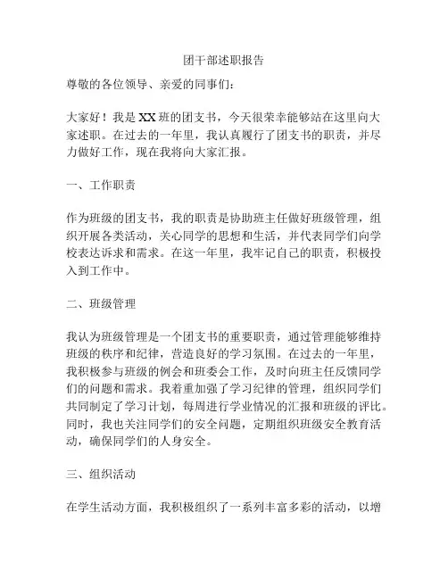 团干部述职报告