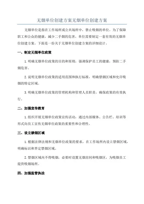 无烟单位创建方案无烟单位创建方案