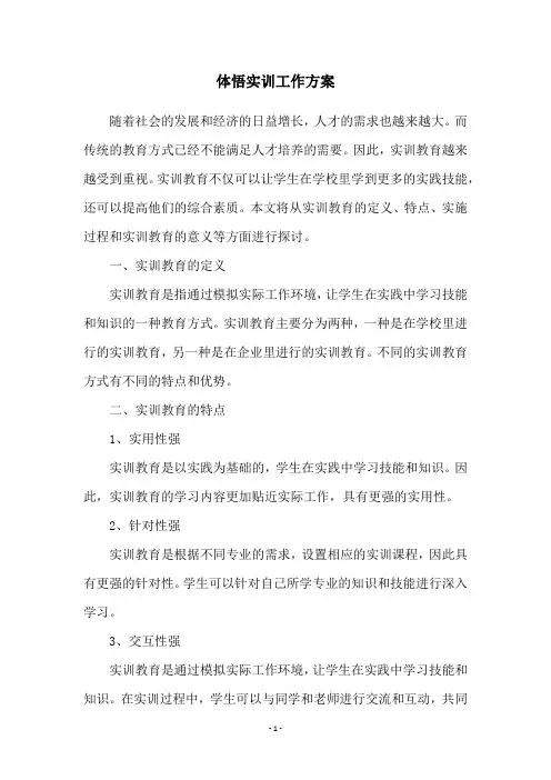 体悟实训工作方案