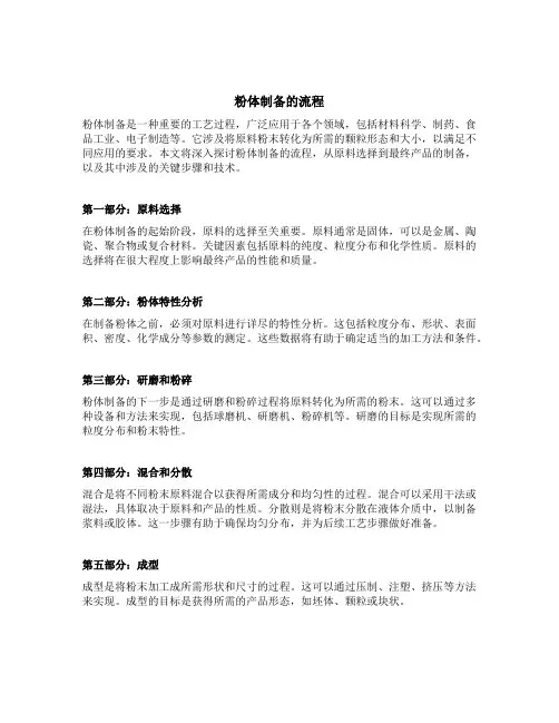 粉体制备的流程