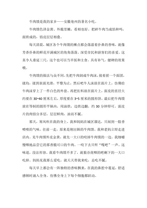安徽亳州的风味美食作文