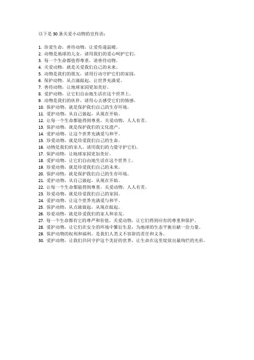 关爱小动物宣传语