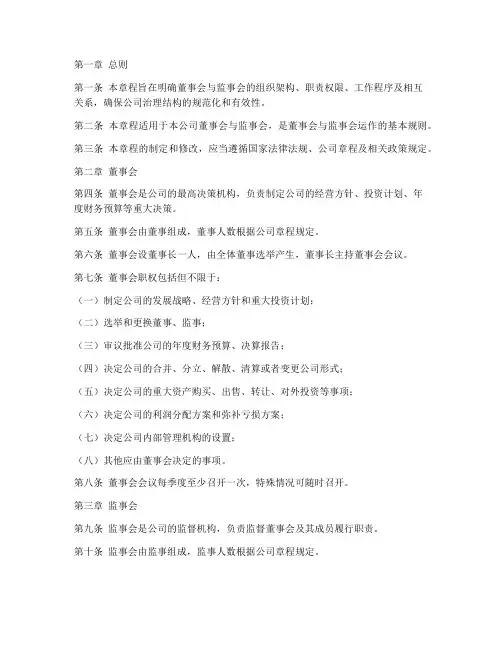 设董事会监事会章程模板