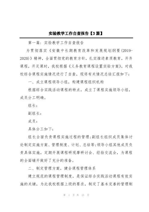 实验教学工作自查报告【3篇】