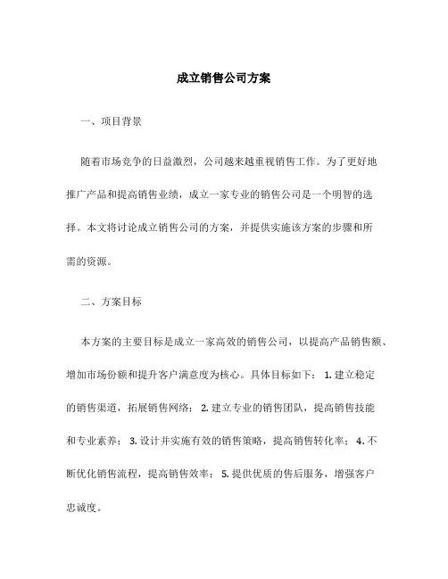 成立销售公司方案
