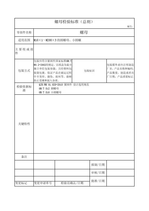 圆螺母检验标准
