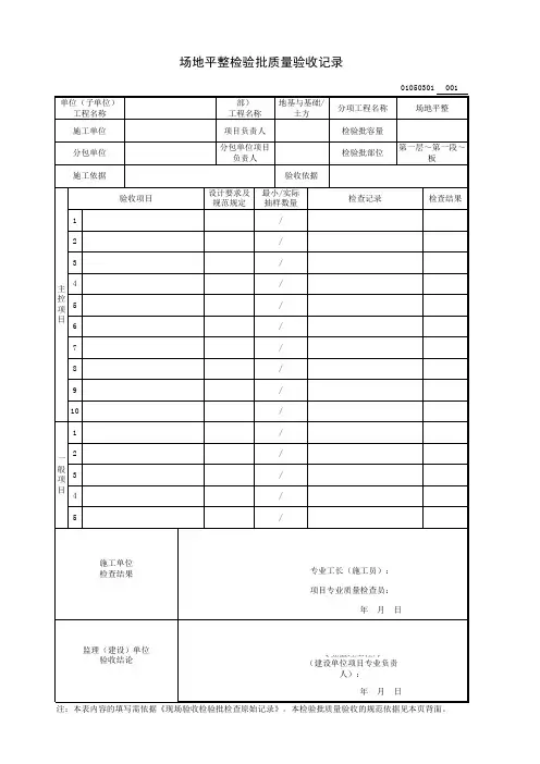 场地平整检验批质量验收记录