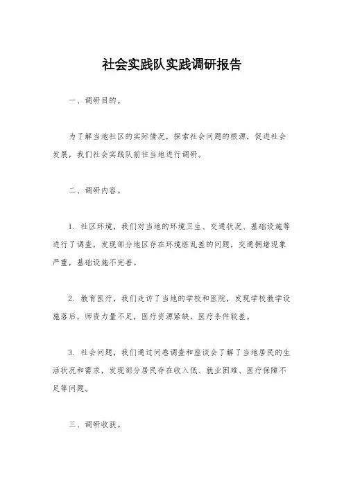 社会实践队实践调研报告