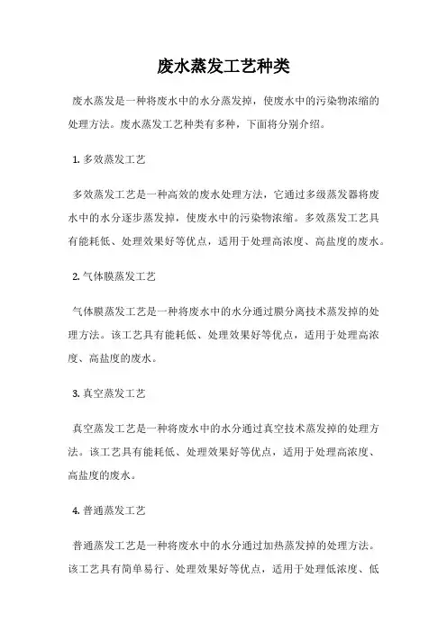 废水蒸发工艺种类