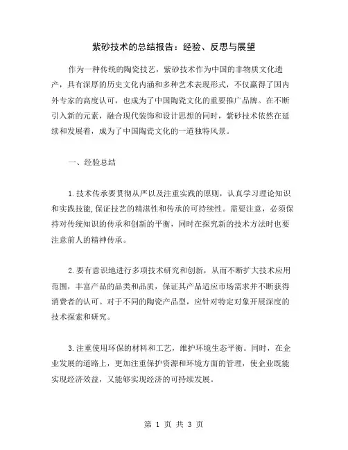 紫砂技术的总结报告：经验、反思与展望
