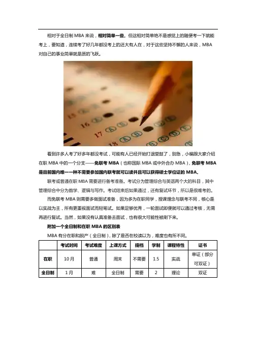 在职mba好考么