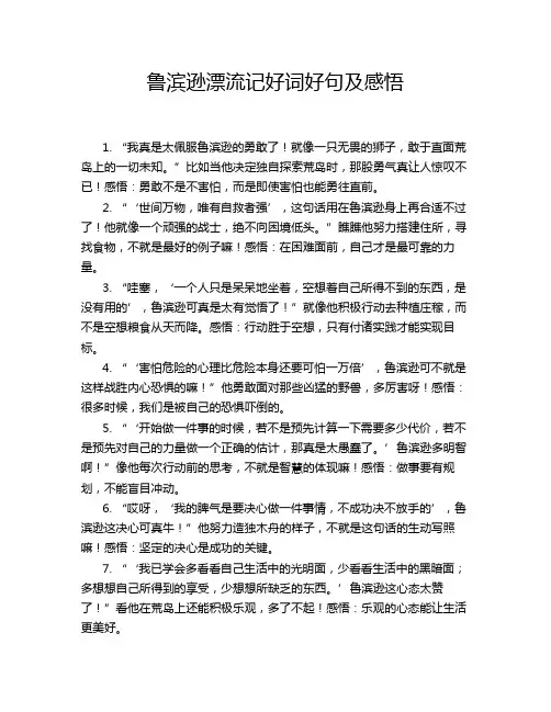 鲁滨逊漂流记好词好句及感悟