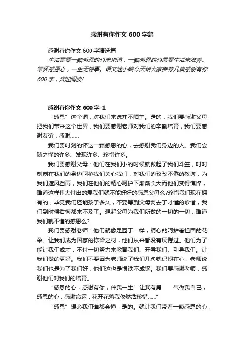 感谢有你作文600字精选篇