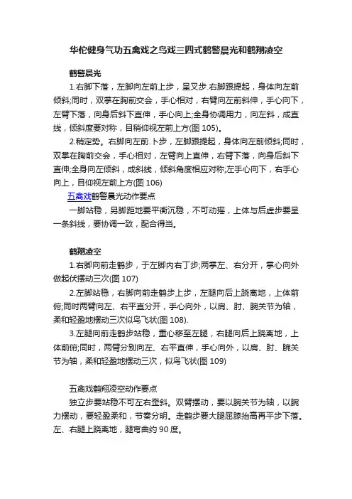 华佗健身气功五禽戏之鸟戏三四式鹤警晨光和鹤翔凌空