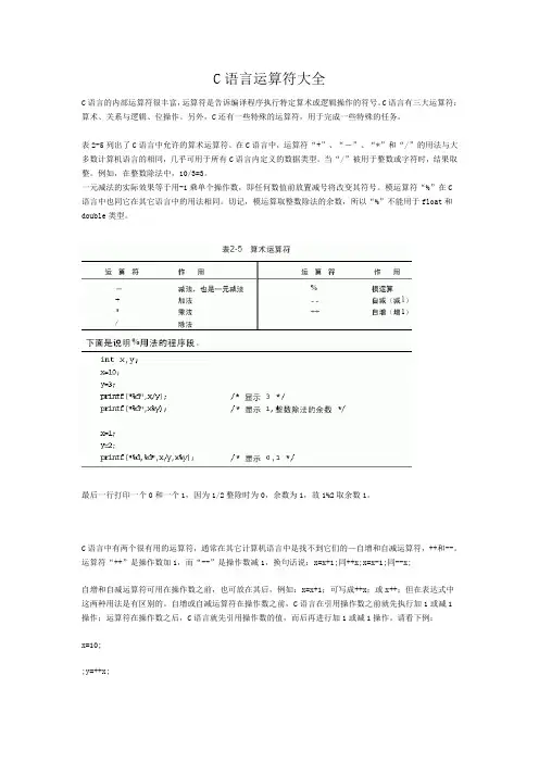 C语言运算符大全